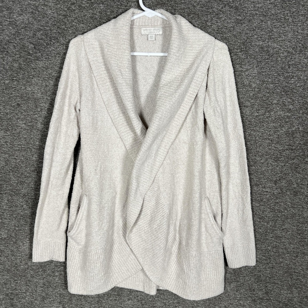 Barefoot Dreams CozyChic Lite Cardigan Sweater Womens XS/S Beige Open Front 452